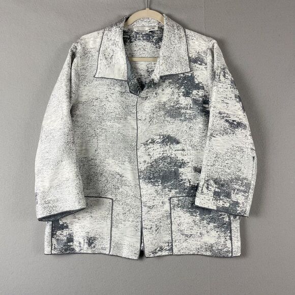 Caroline Rose Textured Jacket Womens Small Linen Blend Abstract Artsy USA Made - Picture 1 of 15